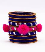 Partywear multicolour silk thread bangle  (19 pcs)