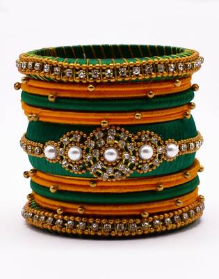 Stylish and elegant multicolour silk thread bangle  (13 pcs) 1