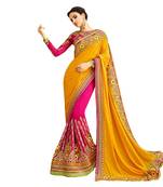 Multicolor embroidered georgette saree with blouse
