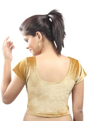 Gold Velvet Stretchable Blouse. Size Xl. 2
