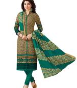 Green printed cotton salwar with dupatta