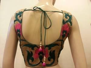 Pink and green embroidered blouse 1