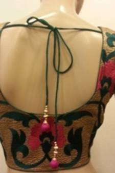 Pink and green embroidered blouse