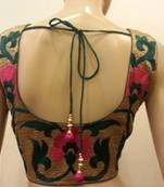 Pink and green embroidered blouse