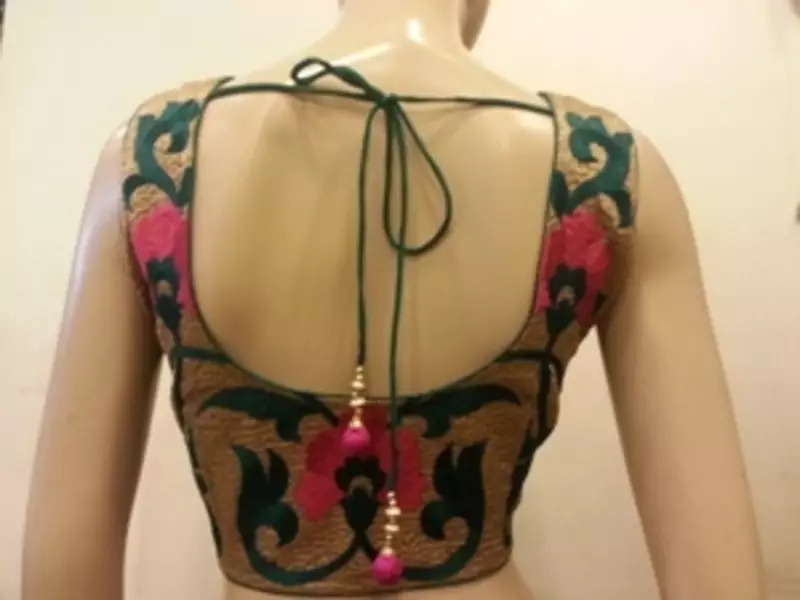 Pink and green embroidered blouse