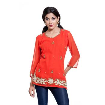 Multicolor Printed Cotton Stitched Kurti  1