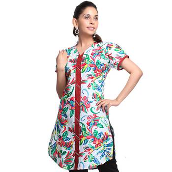 Multicolor Printed Cotton Stitched Kurti  2