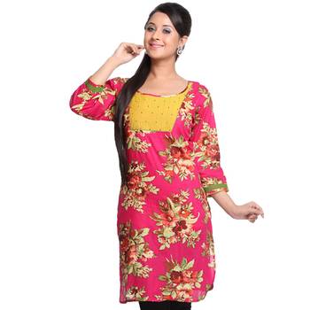 Multicolor Printed Cotton Stitched Kurti  2