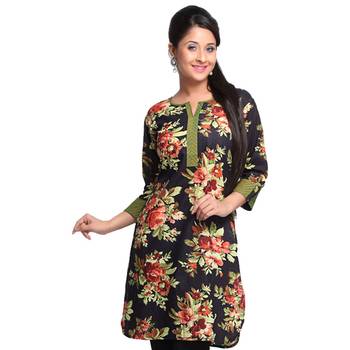 Multicolor Printed Cotton Stitched Kurti  1