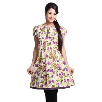 Multicolor Printed Cotton Stitched Kurti  2