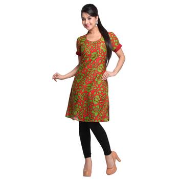 Multicolor Printed Cotton Stitched Kurti  1