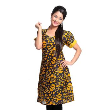 Multicolor Printed Cotton Stitched Kurti  2