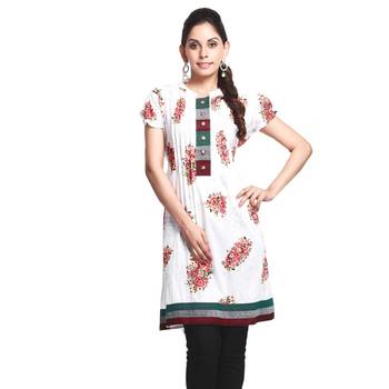 Multicolor Printed Cotton Stitched Kurti  1