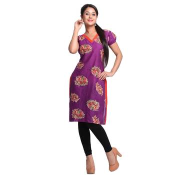 Multicolor Printed Cotton Stitched Kurti  1