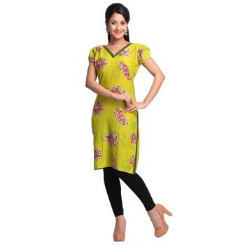 Multicolor Printed Cotton Stitched Kurti  2