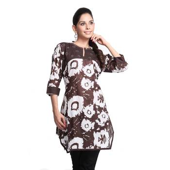 Multicolor Printed Cotton Stitched Kurti  2