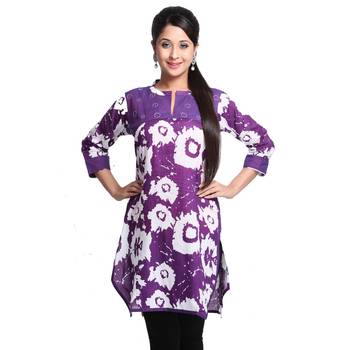 Multicolor Printed Cotton Stitched Kurti  1