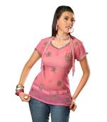 Pink Printed Georgette Stitched Kurti 