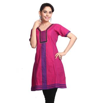 Multicolor Printed Cotton Stitched Kurti  1