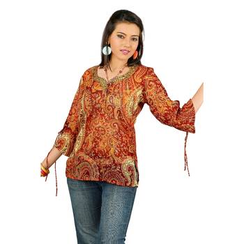 Multicolor Printed Chiffon Stitched Kurtas-And-Kurtis 2