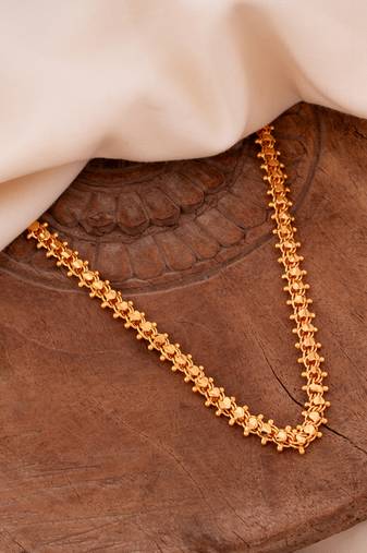 Golden Heartin balls chain MEDIUM length for men and women (Unisex) one gram gold