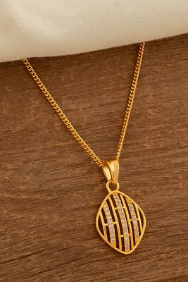Golden necklace SHORT with diamond shape pendant one gram gold 1