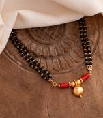 Black beads mangalsutra SHORT 18" with single vati pendant one gram gold
