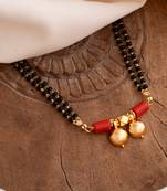 Black beads mangalsutra SHORT 18" with double vati pendant one gram gold