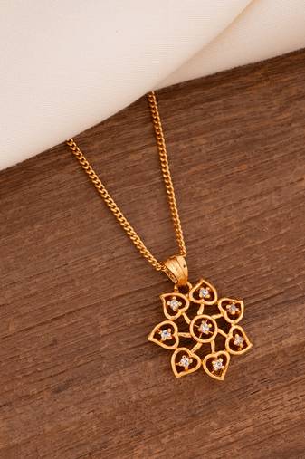 Golden chain SHORT with white flower pendant one gram gold