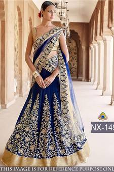 Online Bridal Lehenga Wedding Lehengas Women Designs Collection 44 Off Blue Embroidered Silk Unsched Lehenga With Tta Online