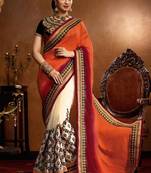 Multicolor embroidered georgette saree with blouse