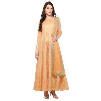 Peach  chanderi ethnic-kurtis 1