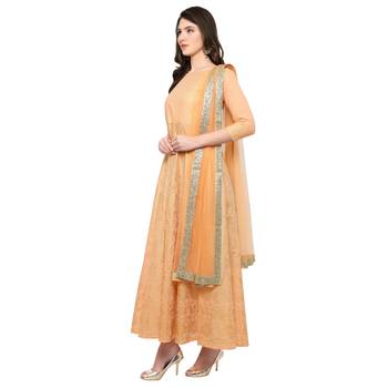 Peach  chanderi ethnic-kurtis 2