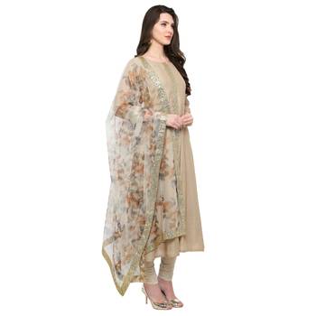 Beige  chanderi ethnic-kurtis 2