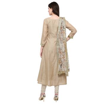 Beige  chanderi ethnic-kurtis 3