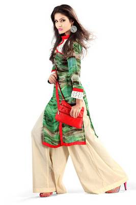 Green Georgette Digital Printed Pakistani Kurti 1