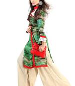 Green Georgette Digital Printed Pakistani Kurti