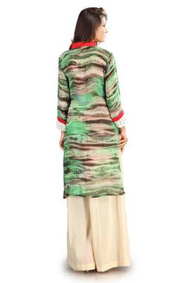 Green Georgette Digital Printed Pakistani Kurti 4
