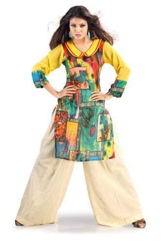 Multi colour Georgette Kurti Containing Digital Print