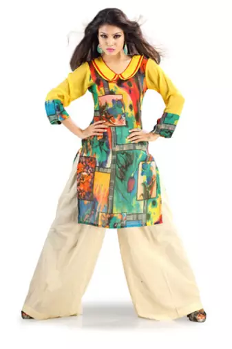 Multi colour Georgette Kurti Containing Digital Print