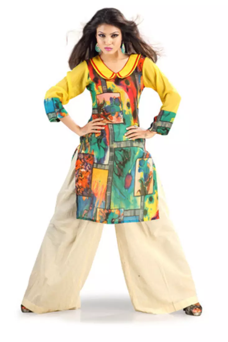Multi colour Georgette Kurti Containing Digital Print