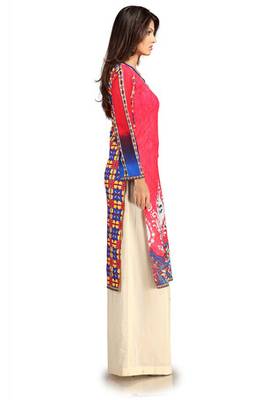Red Cotton Kurti having Allover Subtle Prints 3