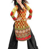 Yellow Georgette Kurti Comprising Allover Rose Prints