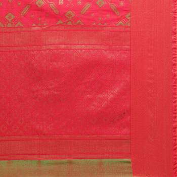 Red Woven Jacquard Saree With Blouse 4