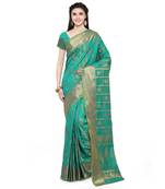 Turquoise Woven Jacquard Saree With Blouse