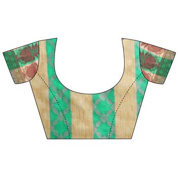 Green Woven Polycotton Saree With Blouse 5