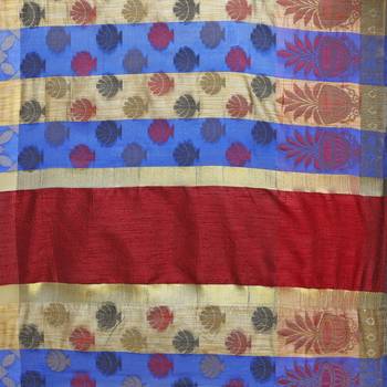 Blue woven polycotton saree with blouse 4