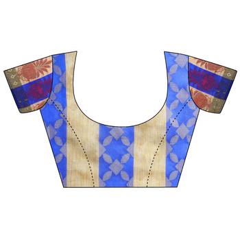 Blue woven polycotton saree with blouse 5