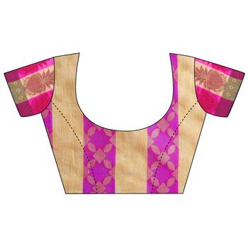 Pink woven polycotton saree with blouse 5