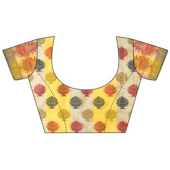 Yellow woven polycotton saree with blouse 5